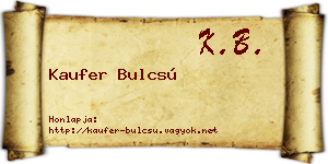Kaufer Bulcsú névjegykártya